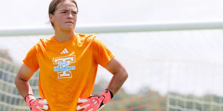 Goalkeeper Cayden Norris #1 of the Tennessee Lady Volunteers during the game between the South Alabama Jaguars and the Tennessee Volunteers at Regal Soccer Stadium