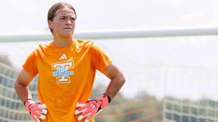 Goalkeeper Cayden Norris #1 of the Tennessee Lady Volunteers during the game between the South Alabama Jaguars and the Tennessee Volunteers at Regal Soccer Stadium